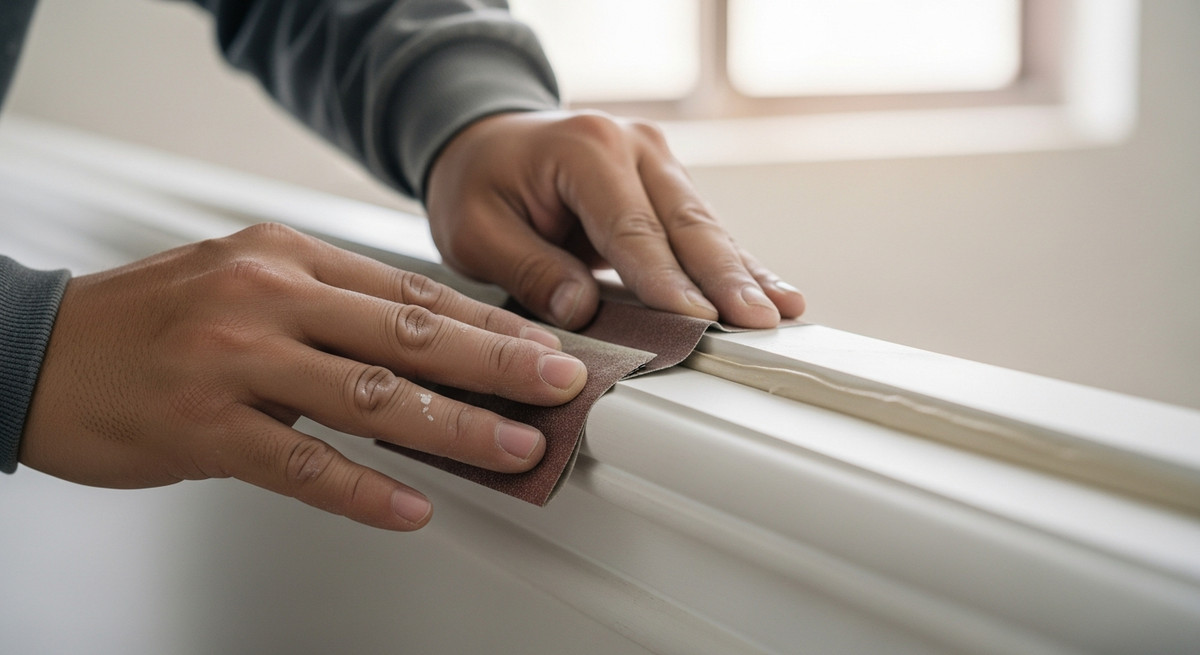 Kinh Nghiệm Xử Lý Mối Ghép Phào Chỉ Biệt Thự Tân Cổ Điển Đẹp Không Tì Vết 2 Kỹ thuật bả và xả nhám mối nối