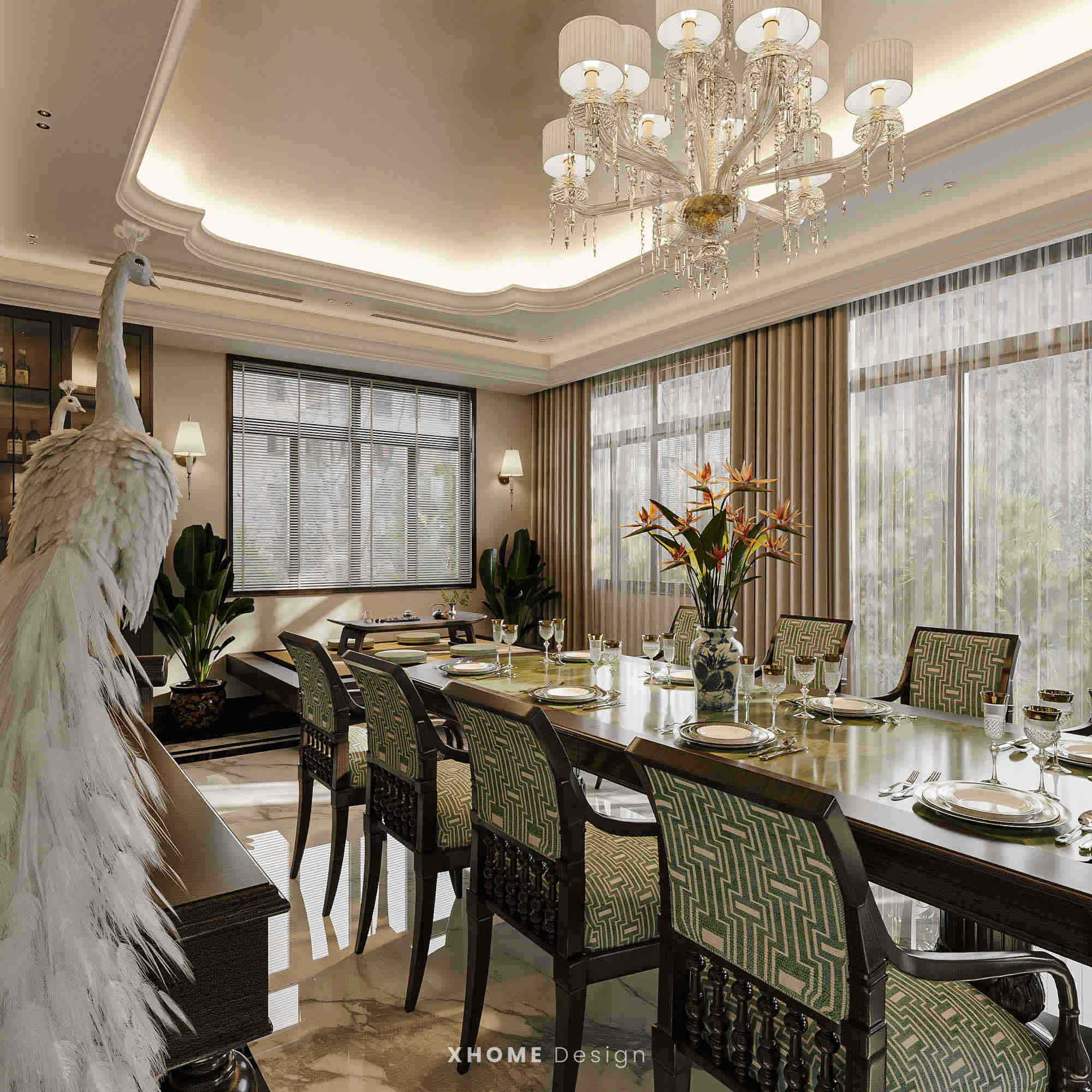 Thi Công Nội Thất Biệt Thự Indochine: Nét Đẹp Hoài Cổ Giao Thoa Hiện Đại 8 Thi công nội thất biết thự Indochine - Phòng bếp và phòng ăn 1