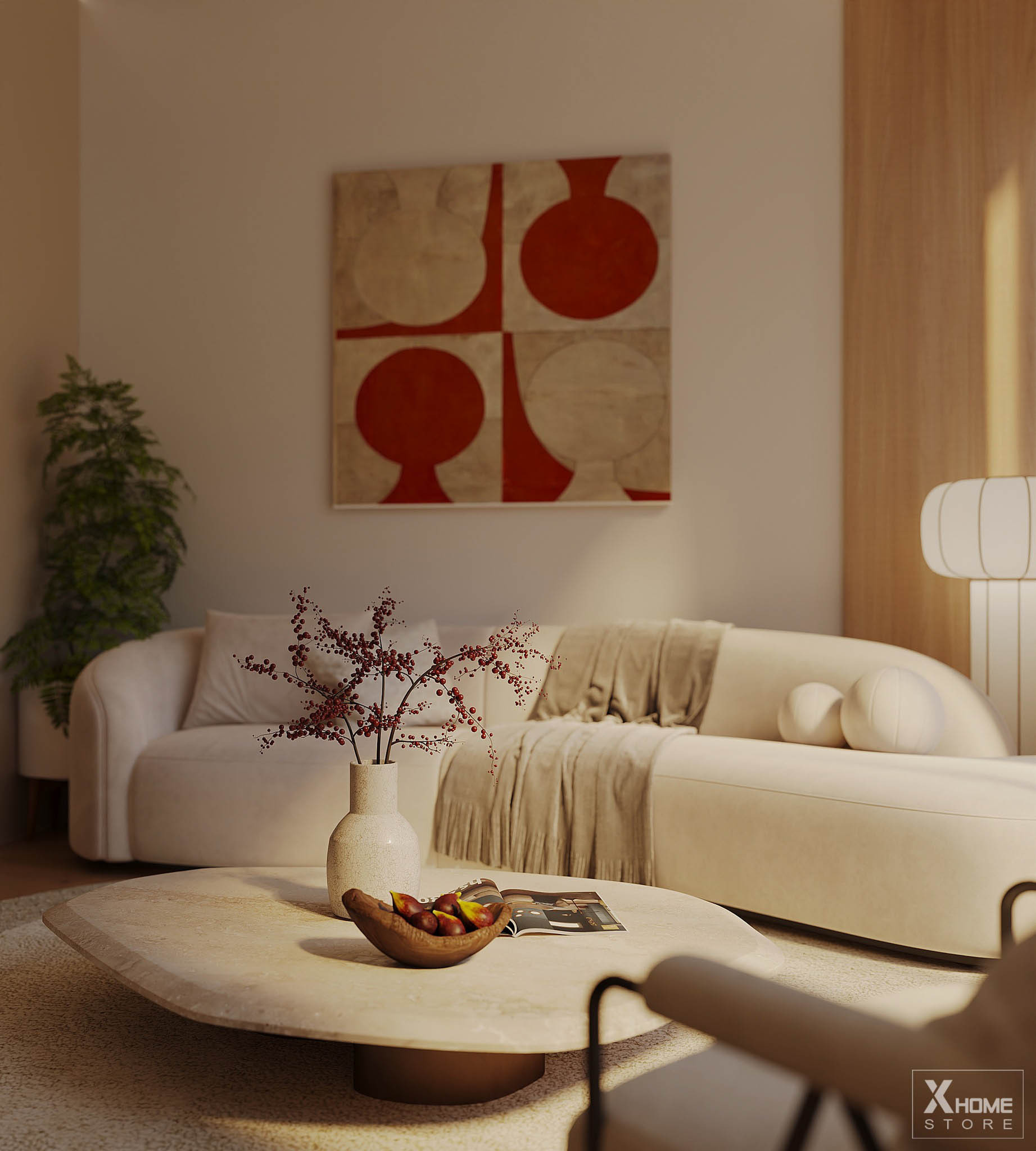 Thi Công Nội Thất Biệt Thự Wabi Sabi: Đánh Thức Vẻ Đẹp Nguyên Bản 3 Thi công nội thất biệt thự Wabi Sabi - Không gian phòng khách 1