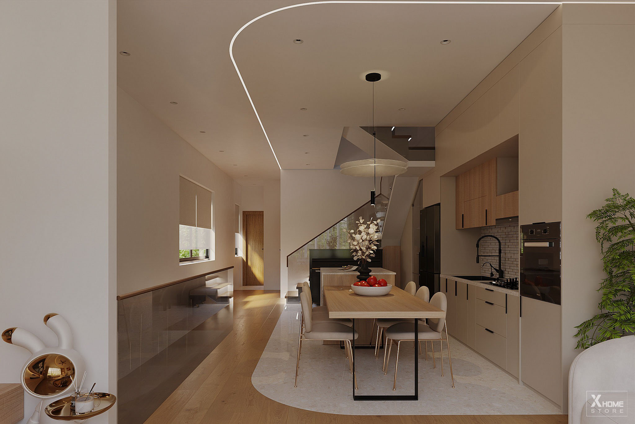 Thi Công Nội Thất Biệt Thự Wabi Sabi: Đánh Thức Vẻ Đẹp Nguyên Bản 6 Thi công nội thất biệt thự Wabi Sabi - Phòng bếp và phòng ăn 2