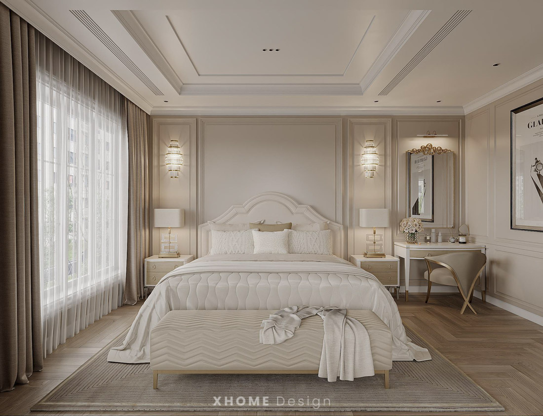 39+ mẫu thiết kế nội thất nhà phố tân cổ điển đẹp, sang trọng nhất 3 Họa tiết, hoa văn phào chỉ được tiết chế tối đa