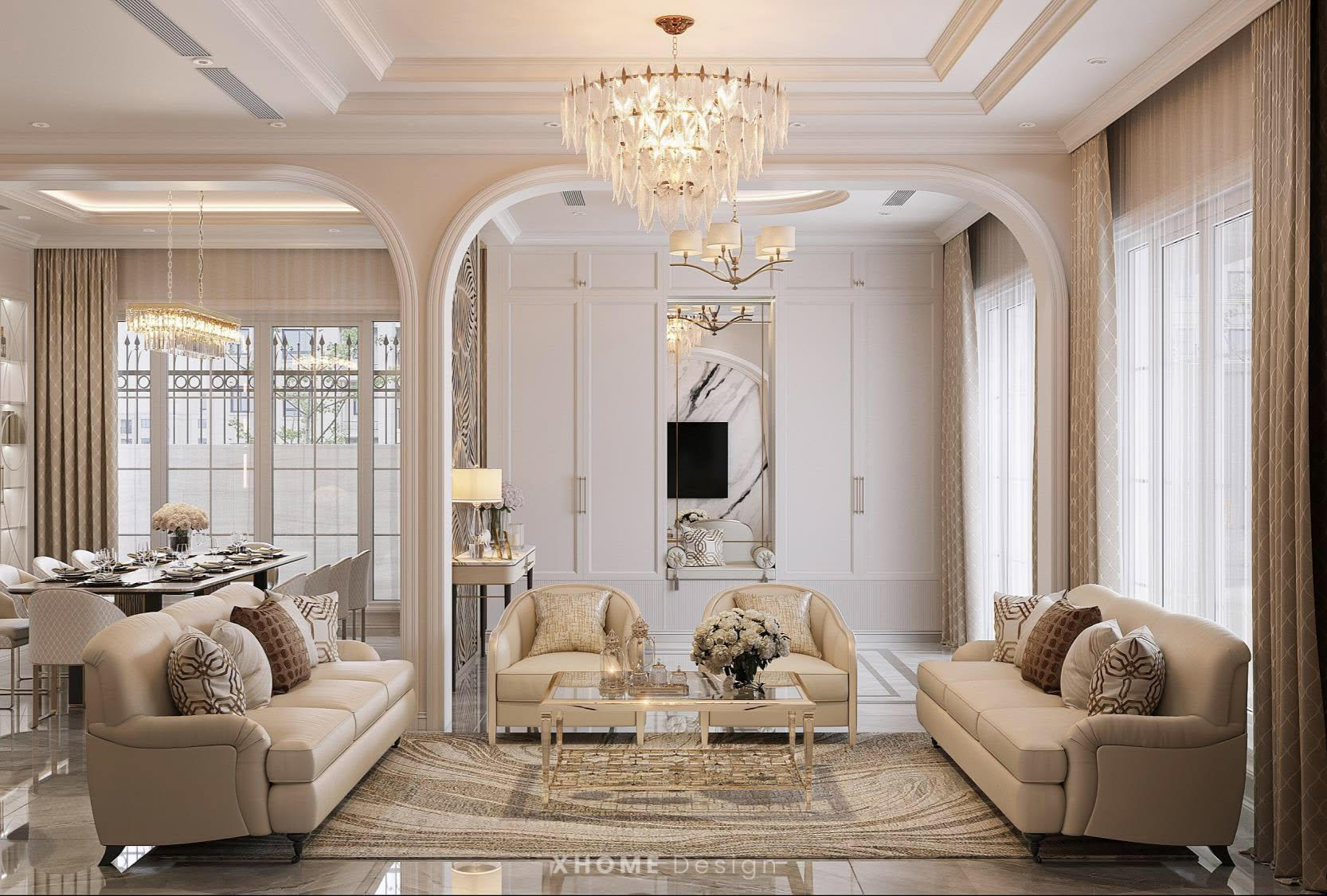 Báo giá thiết kế thi công nội thất nhà phố trọn gói + 99 mẫu đẹp 2 Mẫu nội thất nhà phố phong cách tân cổ điển (Neo-Classic)