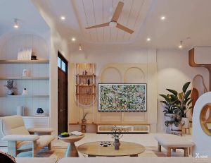 Mẫu nhà phố 3 nền đẹp phong cách hiện đại Garlic Building 32 Thiết kế nội thất nhà phố 2 tầng 4 phòng Huong House 5