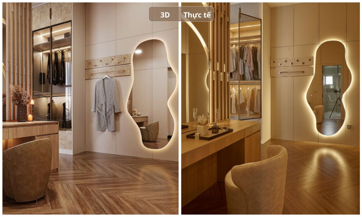Không gian phòng thay đồ 3D và thực tế