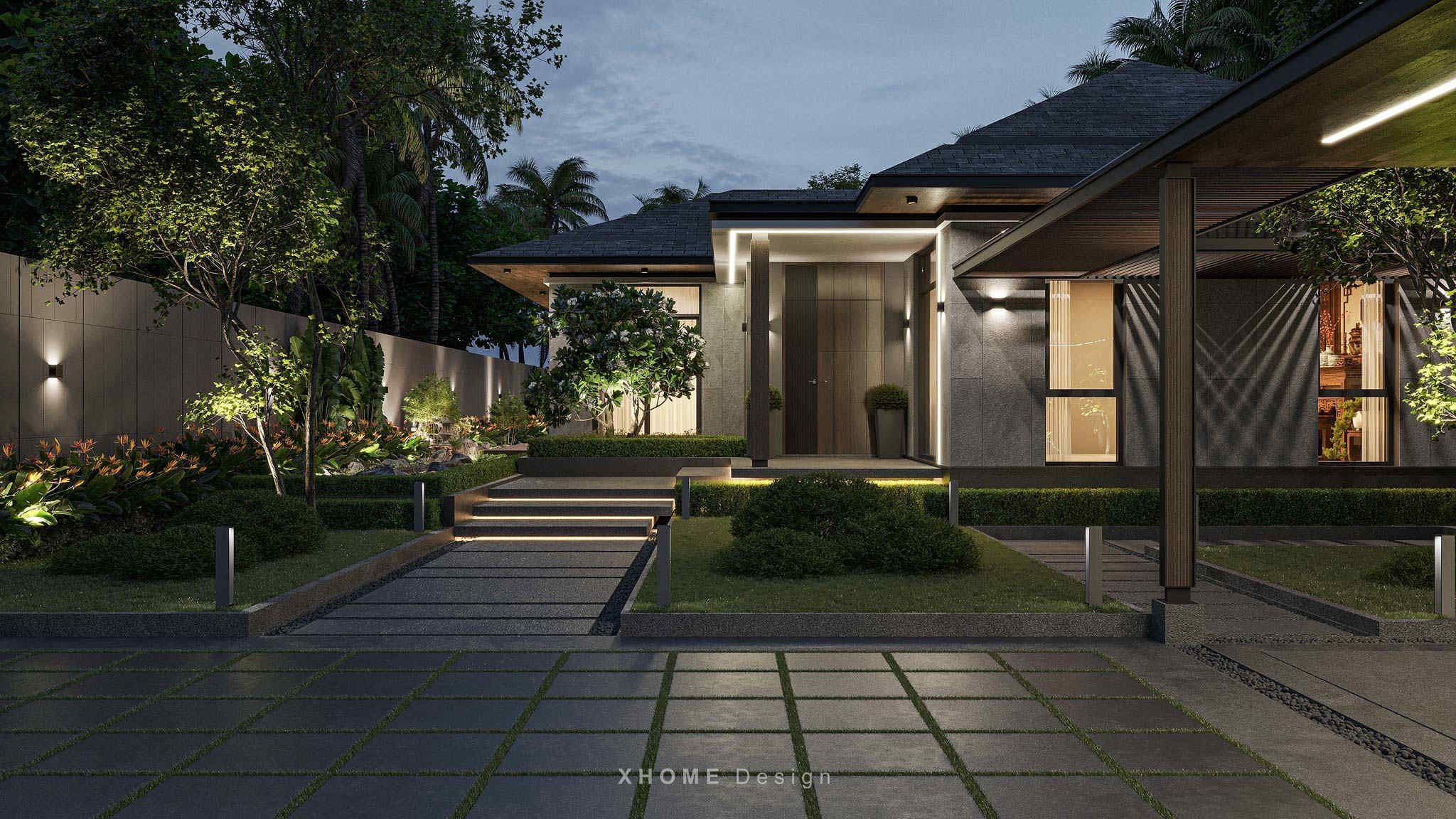 Dự án biệt thự hiện đại nhà vườn 1 tầng – MR Hùng Villa