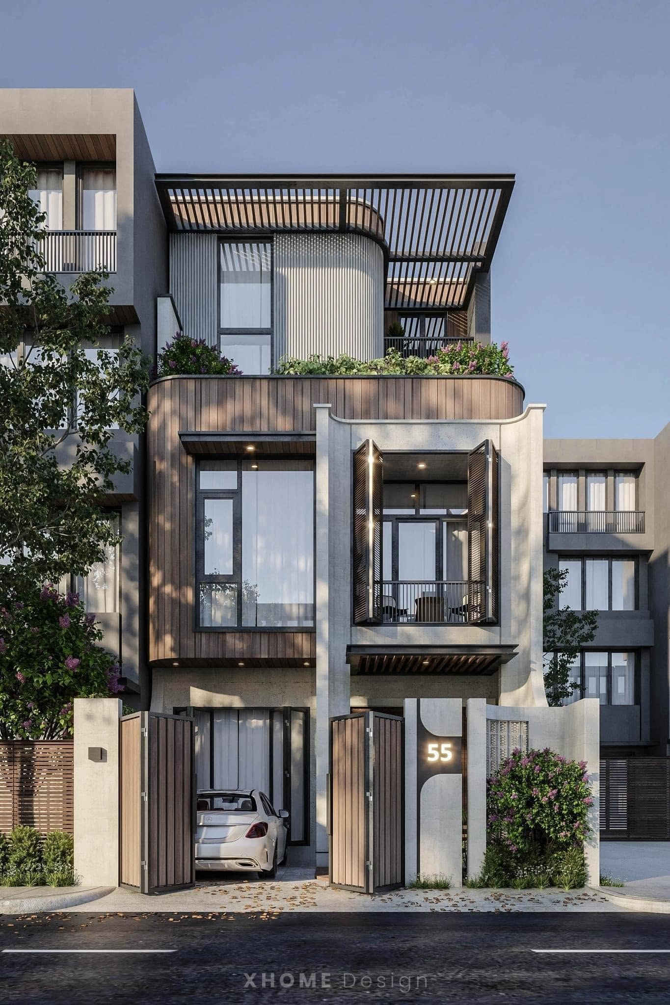 99+ Beautiful, Modern, and Functionally Optimized Townhouse Designs 9 Townhouse designs with mezzanines or attics optimize space.