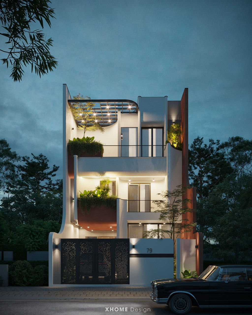 99+ Beautiful, Modern, and Functionally Optimized Townhouse Designs 3 A sophisticated minimalist townhouse design.