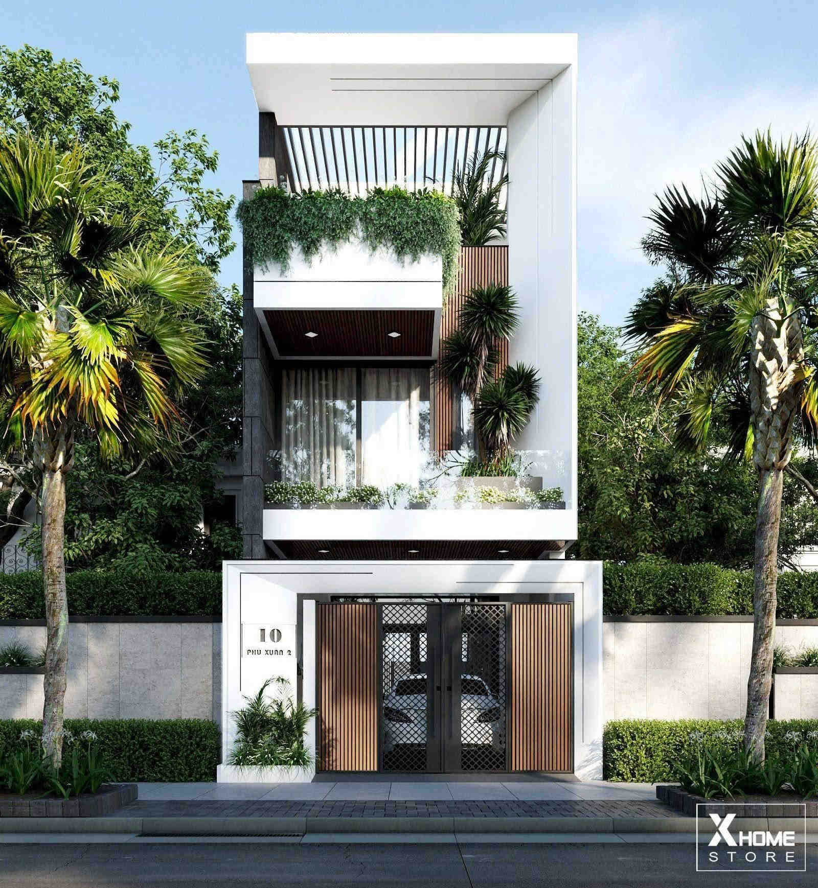 99+ Beautiful, Modern, and Functionally Optimized Townhouse Designs 7 A convenient 3-story townhouse design for multi-generational families.