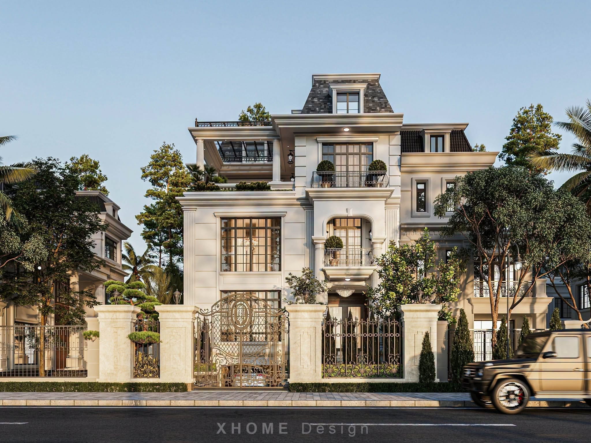 Thiết kế biệt thự tân cổ điển 4 tầng Phú Xuyên Villa